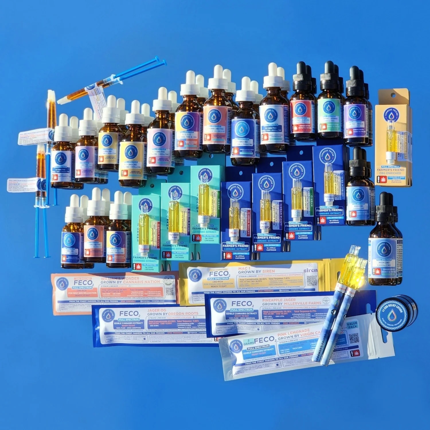 Farmers Friend Extracts – Fresh Drop of Glass Carts, Co2 FECO Oil & Tinctures
